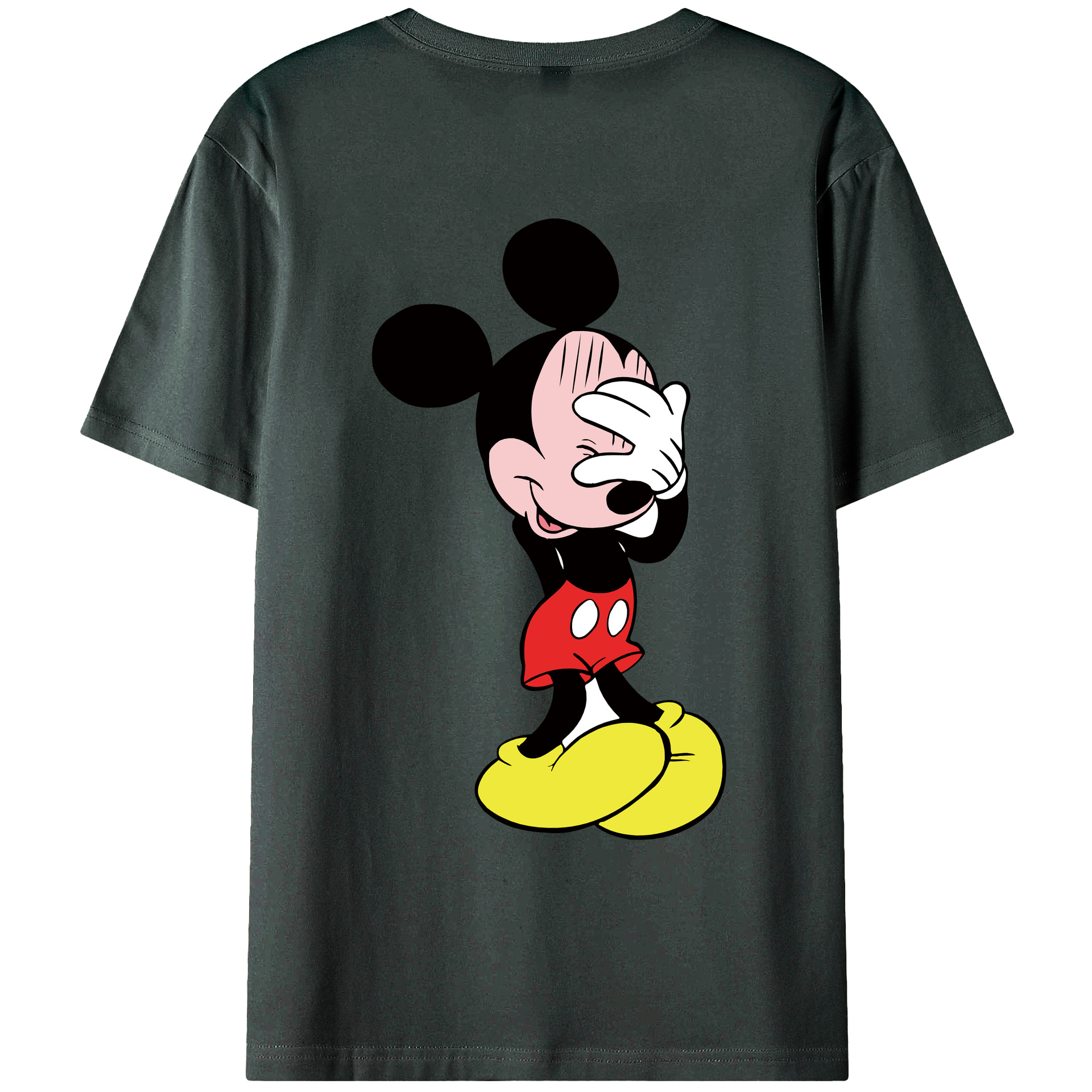 ミッキーマウス Mickey Mouse 綿100％ メンズ半袖Tシャツ（バックプリント） 通気性